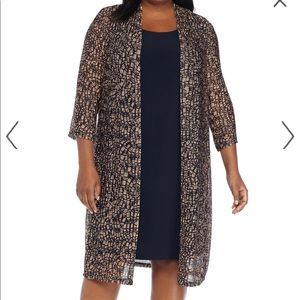 Plus Size Mock Two-Piece Jacket Dress Midnight
